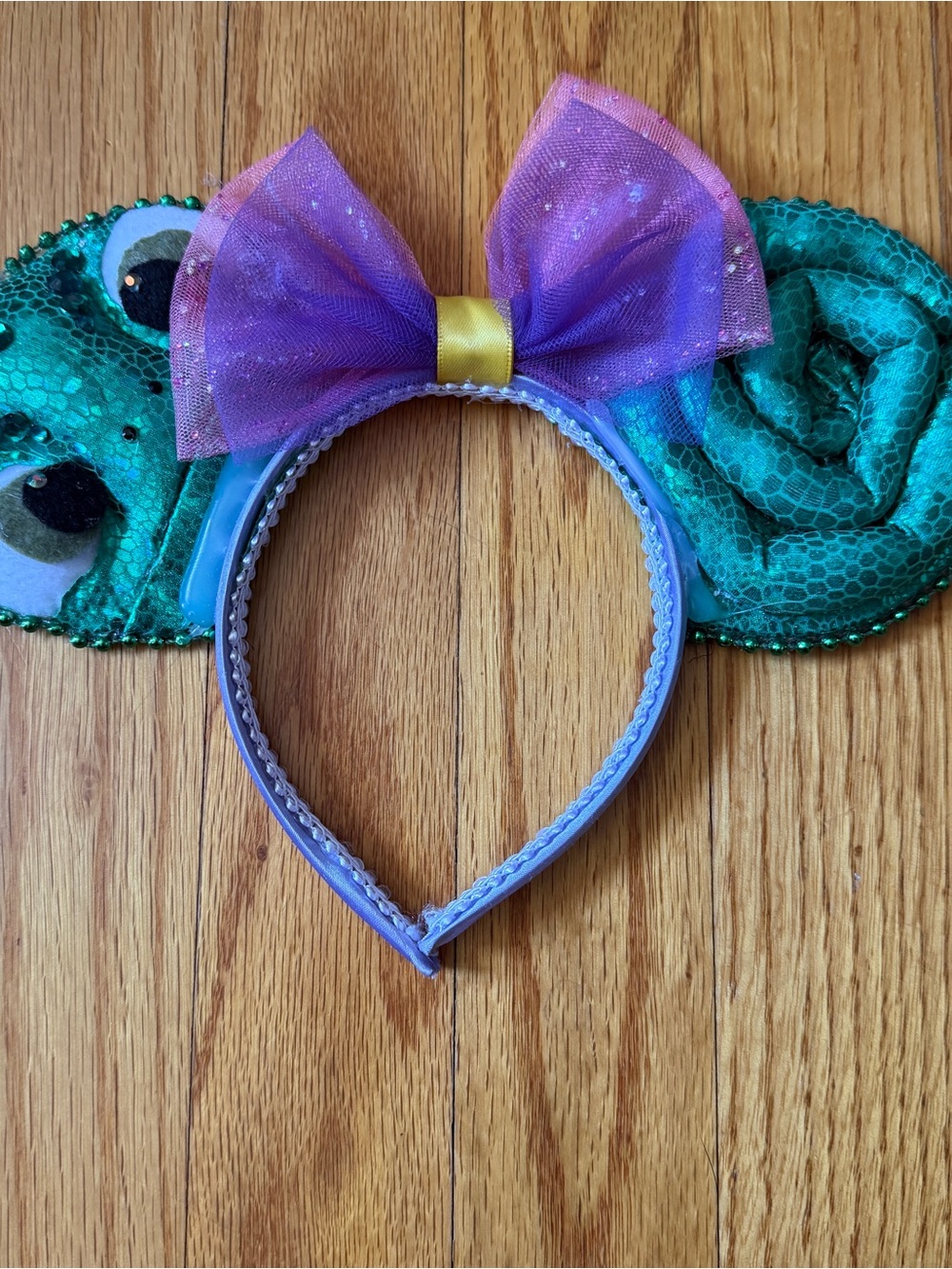 Disney Purple Tulle Rapunzel Pascal Bow Headband with Ears
